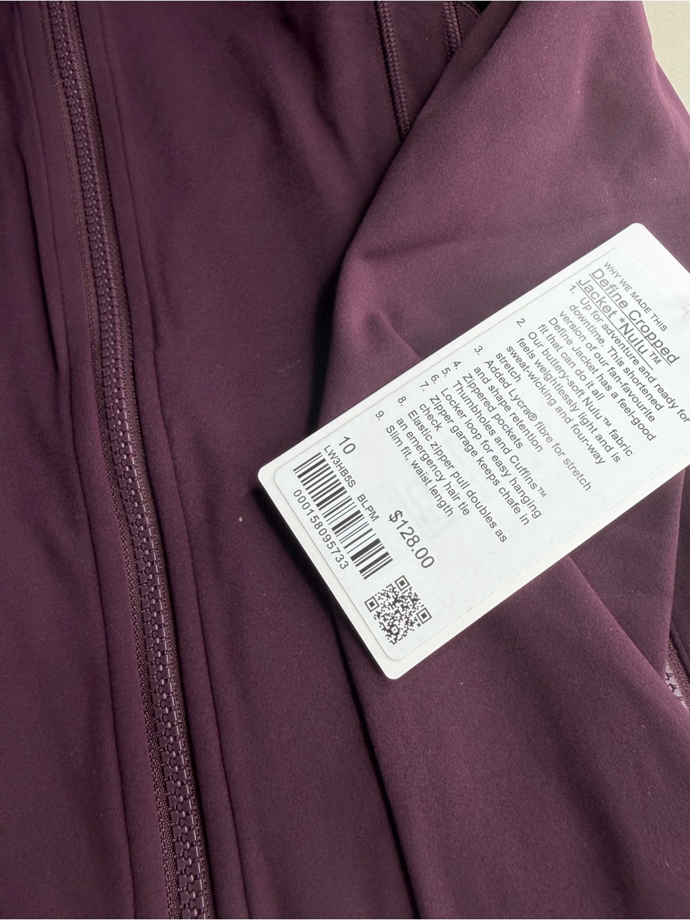Lululemon Cropped Plum Zip-Up Active Jacket NWT Size 10 - Picture 7 of 7